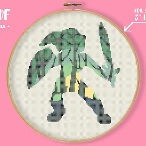 Spel silhouet Cross Stitch patroon, link borduurwerk, Old School Game, Gamer aanwezig, console 8 16 bit, geekery aanwezig, nerd xstitch kunst
