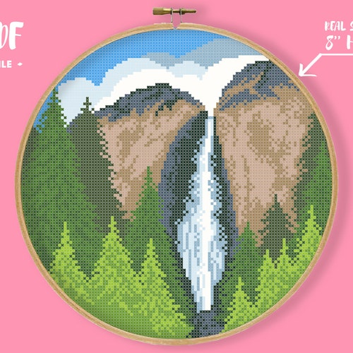 Yosemite National Park Cross Stitch Pattern Sierra Nevada Etsy