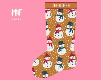 Christmas Stocking 40 Cross Stitch Pattern, Santa Christmas Eve Embroidery DIY, Stockings customizable with name, Xstitch Sampler Winter