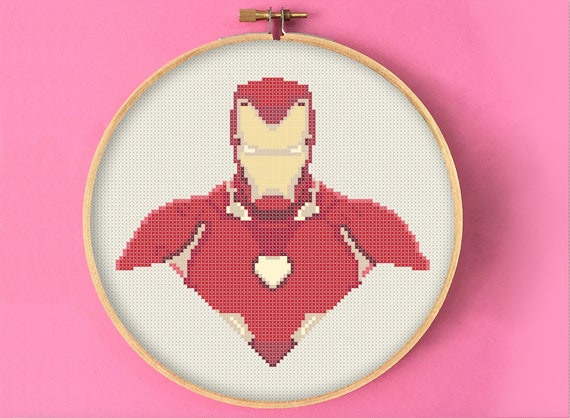 Iron Man Cross Stitch Pattern The Avengers Comics Embroidery Tony Stark Movie Costume Comic Book Geek Fan Gift Superhero Chart - 