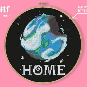 Patrón de punto de cruz Cartoon Planet, bordado de decoración del hogar, Astronomy Planet de Cartoon DIY, regalo de inauguración de la casa, patrón xstitch geek
