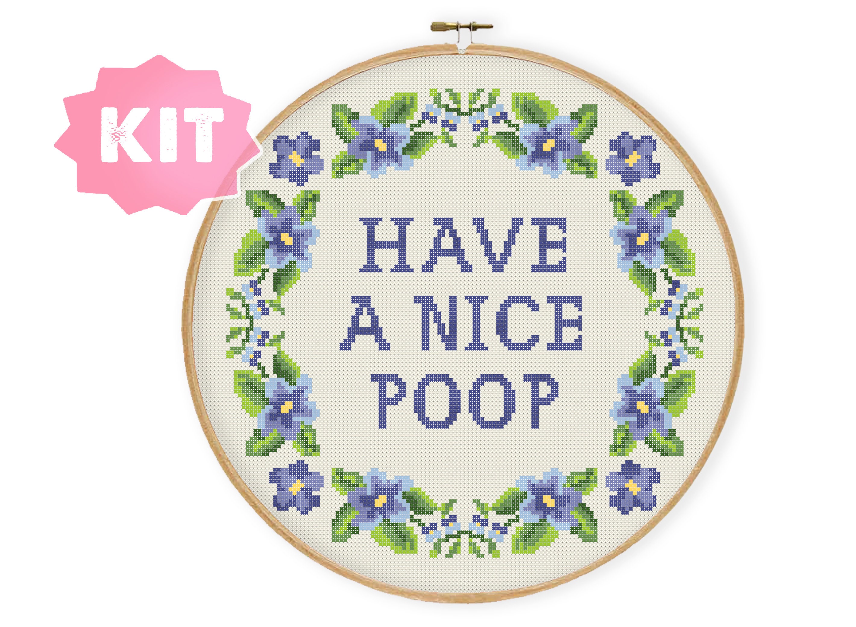 【todayful】EmbroideryPatchworkShirts Have a Nice Poop Cross Stitch Kit, Bathroom Embroidery
