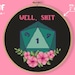 D20 Roll 1 Cross Stitch Pattern, Well Shit Embroidery, Unlucky Roll, D20 Dice Game Needlepoint, Gamer Gift, Funny Geeky Decor, Nerdy