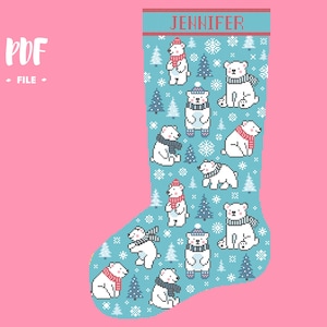 Christmas Stocking 50 Cross Stitch Pattern, Santa Christmas Eve Embroidery DIY, Stockings customizable with name, Xstitch Sampler Winter