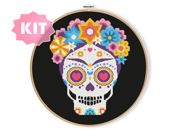 Kit De Bordado Lineal Con Bastidor - Flores Blancas - Rico Design | Las