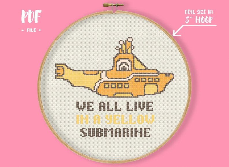 Download We All Live in a Yellow Submarine Cross Stitch Pattern Music | Etsy