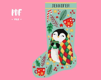 Christmas Stocking 27 Cross Stitch Pattern, Santa Christmas Eve Embroidery DIY, Stockings customizable with name, Xstitch Sampler Winter