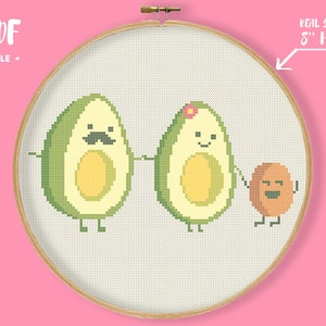 Avocado Family Cross Stitch Pattern, Mom and Dad to be, Baby announcement gift, Baby-to-be gift idea, pregnancy present, Funny embroidery
