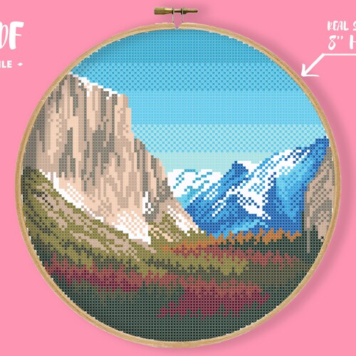 Yosemite National Park Cross Stitch Pattern Sierra Nevada Etsy