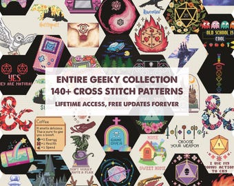 Bundle 220+ Geeky Cross Stitch Pattern, Games DnD Movies Shows Anime Cartoons Embroidery Charts