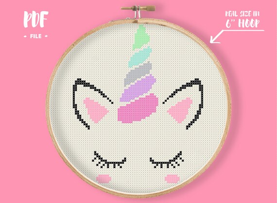 Unicorn Printable Cross Stitch Pattern Chart Modern Home Decor