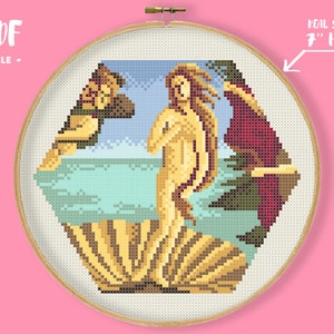 Hex-Art Botticelli Venus Kreuzstich Muster, Meisterwerk Stickerei, berühmte Kunstwerk Galerie Handarbeit, Klassizismus Xstitch Gemälde