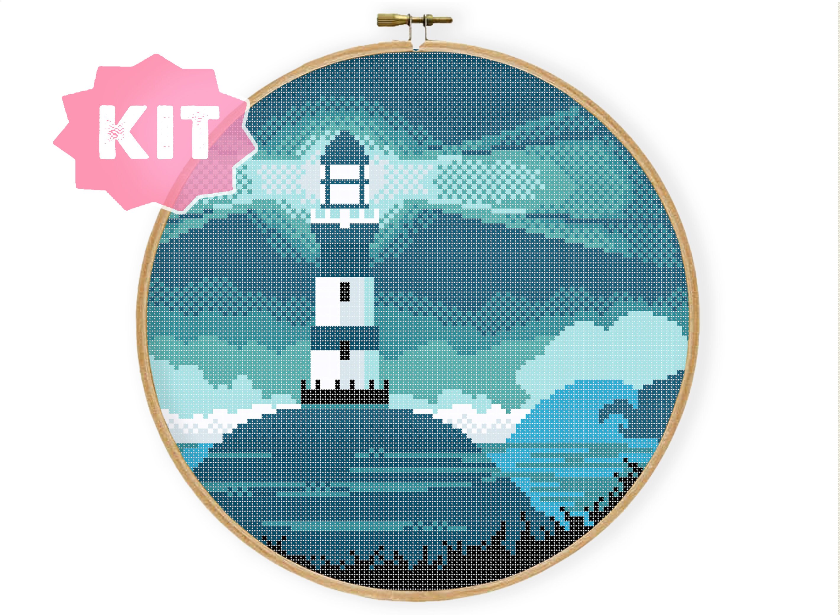 Lighthouse Cross Stitch Bookmark Kit Easy Counted Pattern DIY Summer  Embroidery