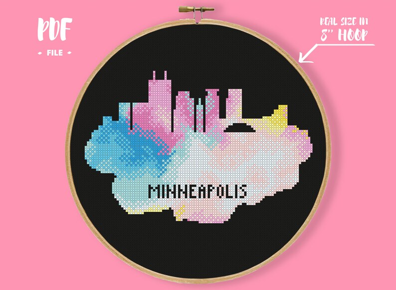 Minneapolis Cross Stitch Pattern Colorful City Embroidery Etsy