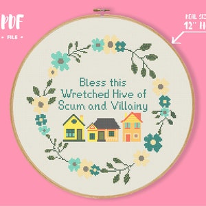 Zegen dit ellendige bijenkorf kruissteekpatroon, science fiction film geek home, trilogie filmcitaat xstitch, nerdy xstitch grafiek,