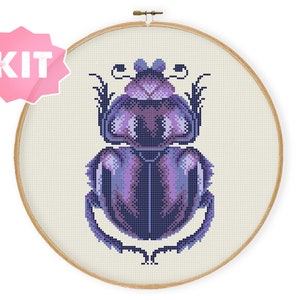 Beetle 6 Cross Stitch Kit, Insect Embroidery, Bug Needlework, Realistic Natural Xstitch, Entomology Simple Modern Cross Stitch Design
