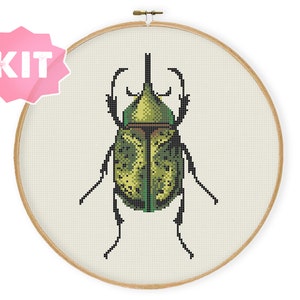 Beetle 3 Cross Stitch Kit, Insect Embroidery, Bug Needlework, Realistic Natural Xstitch Entomology Simple Modern Cross Stitch Design