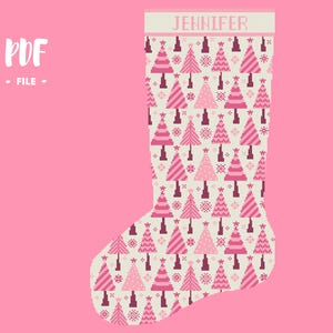 Christmas Stocking 51 Cross Stitch Pattern, Santa Christmas Eve Embroidery DIY, Stockings customizable with name, Xstitch Sampler Winter