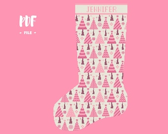 Christmas Stocking 51 Cross Stitch Pattern, Santa Christmas Eve Embroidery DIY, Stockings customizable with name, Xstitch Sampler Winter