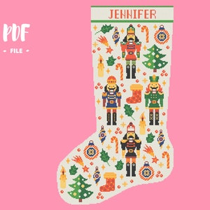 Christmas Stocking 17 Cross Stitch Pattern, Santa Christmas Eve Embroidery DIY, Stockings customizable with name, Xstitch Sampler Winter