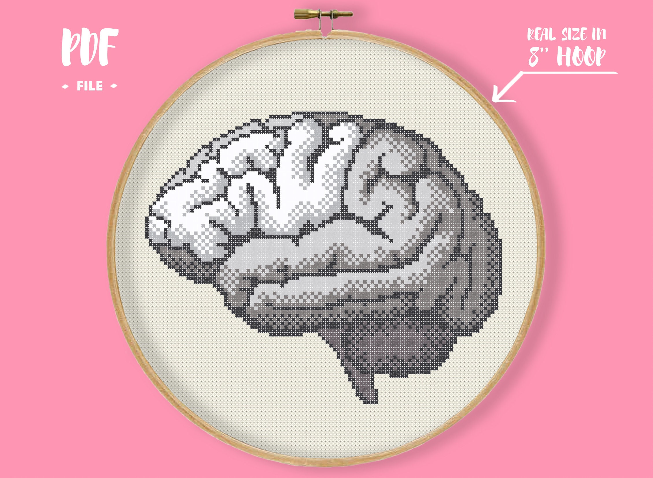 Realistic Brain Cross Stitch Pattern Human Body Anatomy Etsy