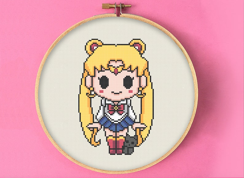 Chibi Girl Chibi Cross Stitch Pattern Anime Embroidery Japan | Etsy