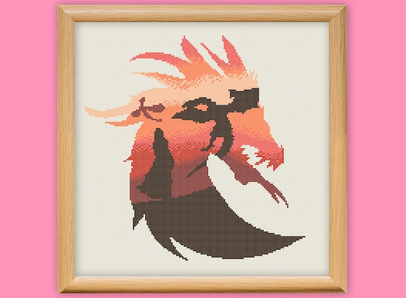 Dragon Silhouette Cross Stitch Pattern, Book Embroidery, Mother of Dragons, TV Show Queen, Nerdy Geeky Needlepoint Xstitch fantasy decor