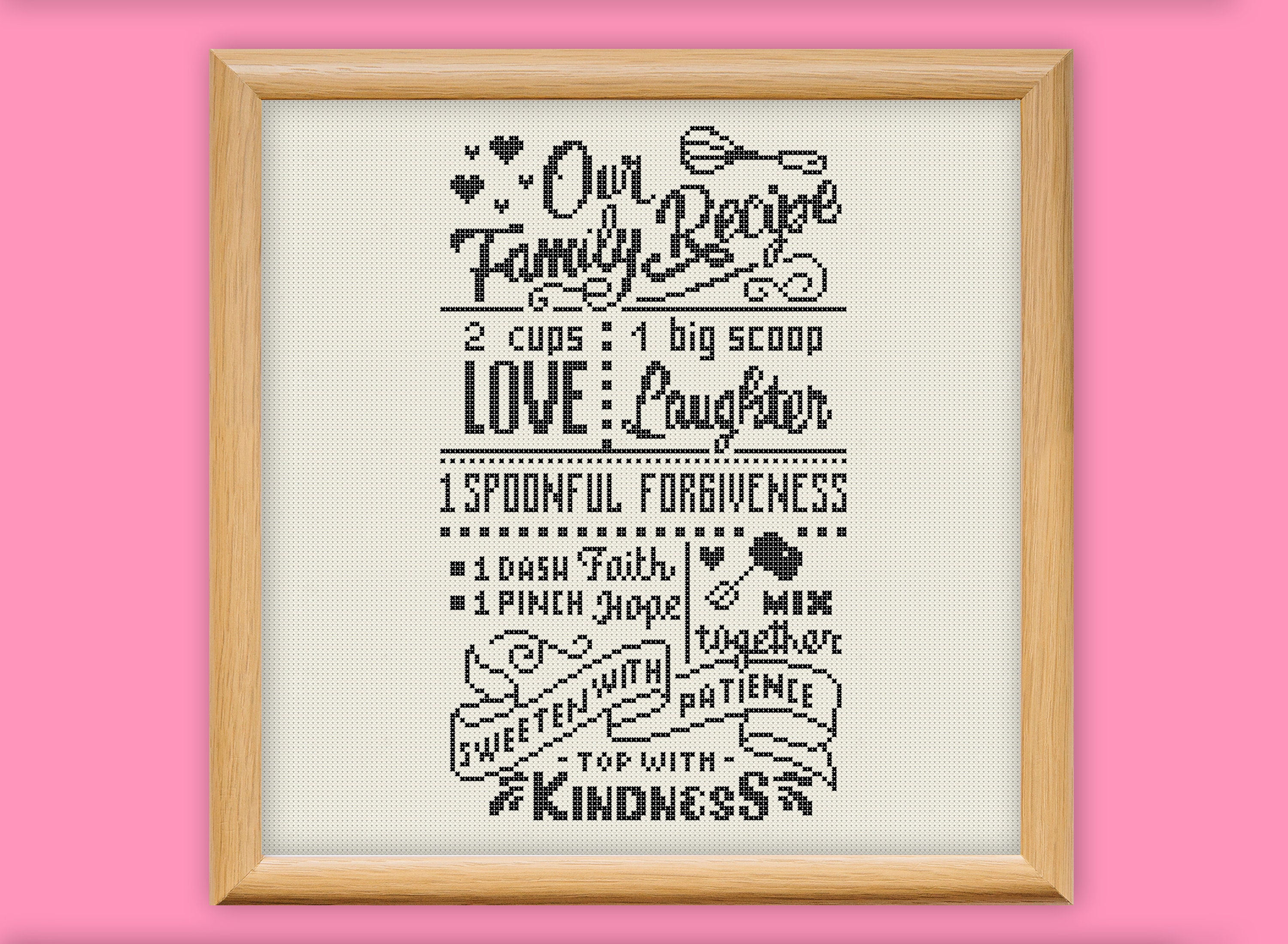 Family Recipe Cross Stitch Pattern Wedding Embroidery Family Etsy