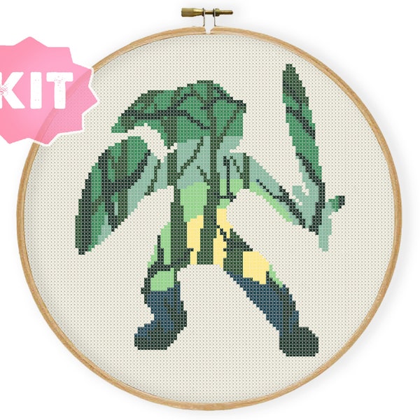 Game Silhouette Cross Stitch Kit, Link Embroidery, Old School Game, Gamer present, console 8 16 bit geekery present nerd xstitch art
