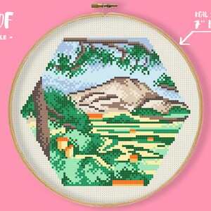 Hex-art Cezanne Mont Sainte-Victoire Cross Stitch Pattern, Masterpiece Embroidery, Famous Artwork Gallery Needlework, Impressionism Xstitch