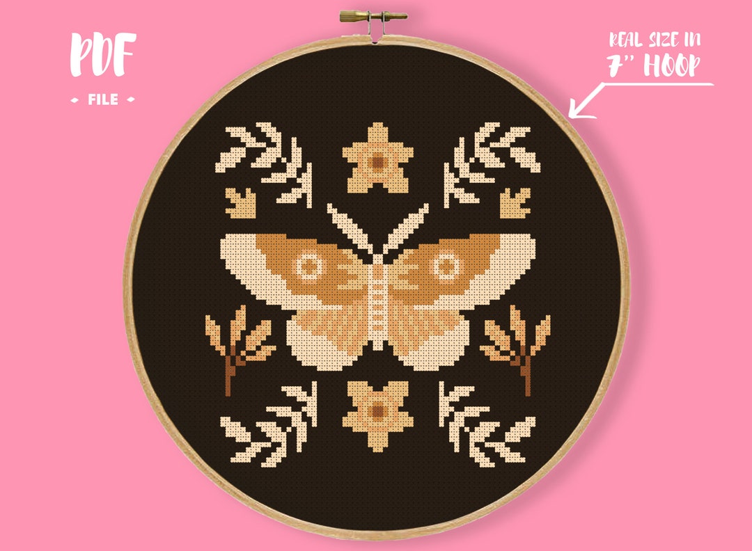 Witchy Insect Pattern Small Moth 6 Cross Stitch Pattern, Dark Witch Insect Embroidery, Nature ...