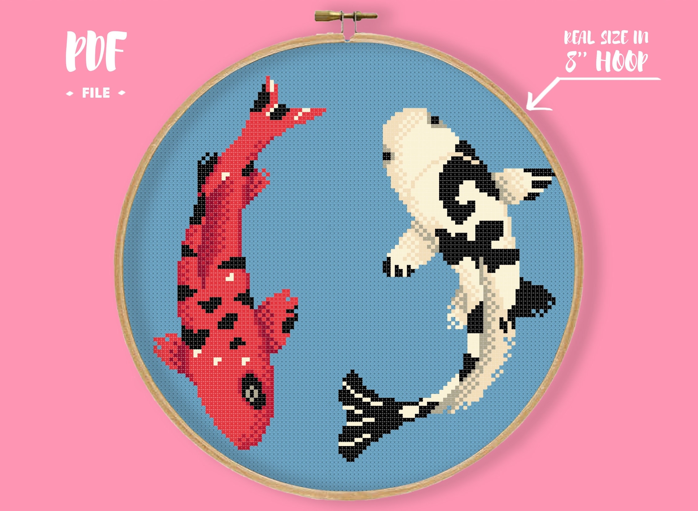 Koi Fish Couple Cross Stitch Pattern Japanese Fish Etsy