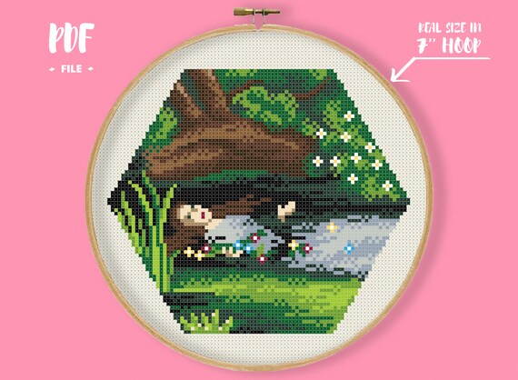 Hex-art Millais Ophelia Cross Stitch Pattern, Masterpiece Embroidery, Famous Artwork Gallery Needlework, Impressionism Xstitch