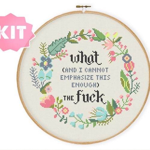 What the Fck Cross Stitch Kit, I cannot emphasize enough, Mature Fuck Embroidery, Adult Subversive wtf Xstitch Design, Adult Craft Kits