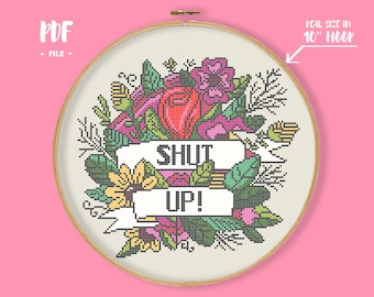 Shut Up Cross Stitch Etsy