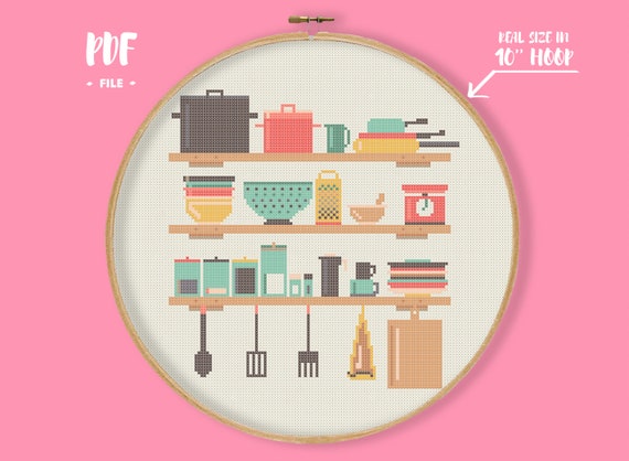 Cute Kitchen Cross Stitch Pattern Baking Home Retro Kitchen Etsy