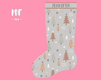 Christmas Stocking 38 Cross Stitch Pattern, Santa Christmas Eve Embroidery DIY, Stockings customizable with name, Xstitch Sampler Winter