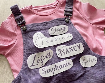 Name Stick And Stitch, Water soluble Embroidery Transfers, Custom Name Clothes Decor, Personalised Embroidery Gift, Child Name Clothes DIY