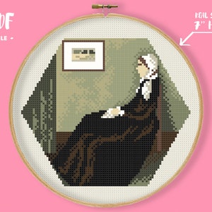 Hex-art McNeill Whistler Artist’s Mother Cross Stitch Pattern, Masterpiece Painting Embroidery, Artist Home Gallery Fine Art Xstitch Small