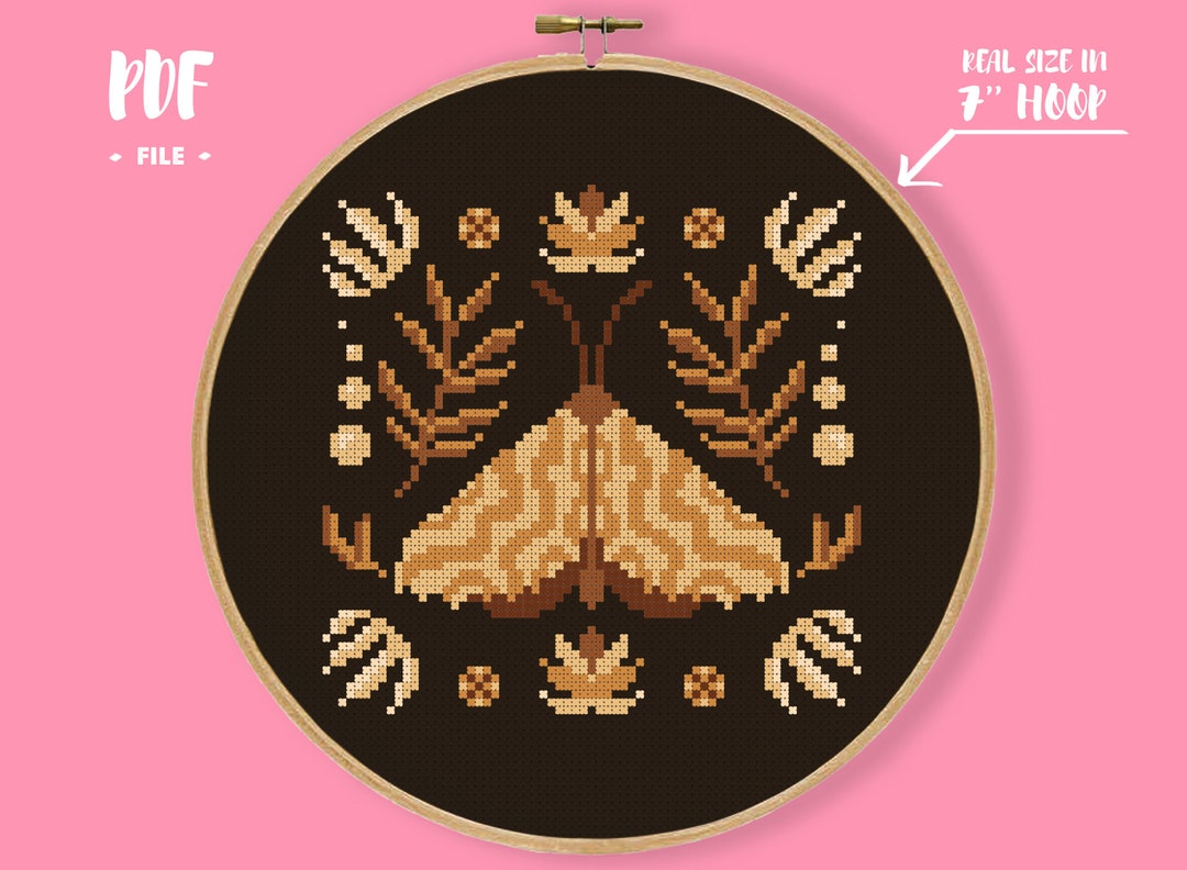 Witchy Insect Pattern Small Moth 8 Cross Stitch Pattern, Dark Witch Insect Embroidery, Nature ...