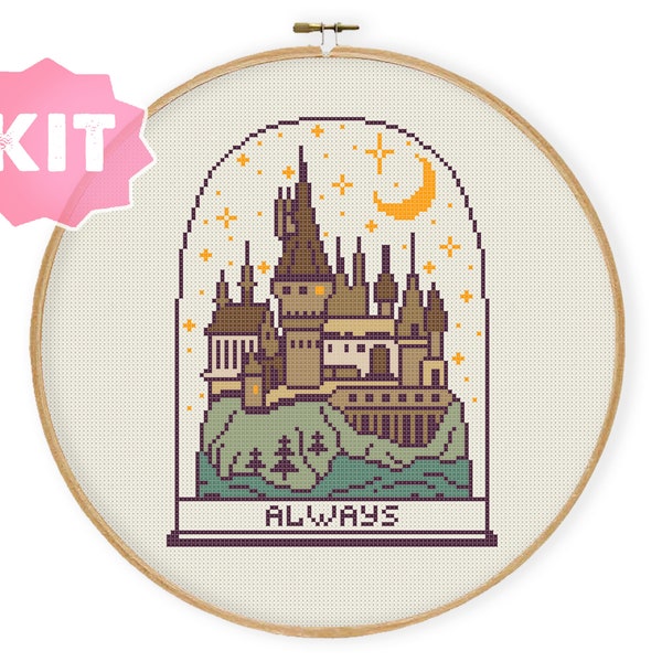 Always Castle Cross Stitch Kit, Night School Embroidery, Magic Sorcerer Needlepoint, Wizard Room Decor, Witchy Xstich DIY craft beginner