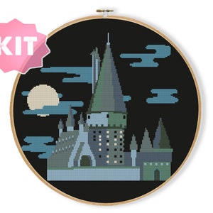 Magic Castle Kreuzstichpackung, Stickdatei für Film, Zauberschule, Fantasy, Magie, Geek, nerdig, Fan modern einfach xstitch