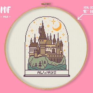 Always Castle Cross Stitch Pattern, Night School Embroidery, Magic Sorcerer Needlepoint, Wizard Room Decor, Witchy Xstich DIY craft beginner