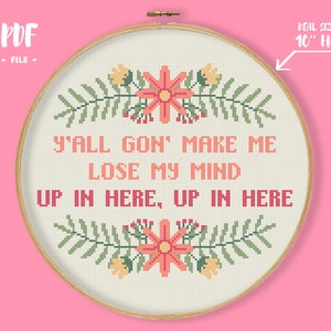 Lose my mind Cross Stitch Pattern, song Lyrics Quote Embroidery, Music Needlework, Hip Hop Rap Xstitch Musician Gift