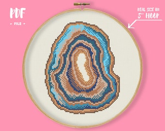 Geode 2 Cross Stitch Pattern, Natural Rock Mineral Embroidery, Crystal Needlepoint, Geology Present, Speleology Gift, Housewarming Xstitch