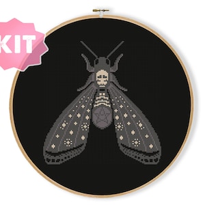 Moth Dark Halloween Cross Stitch Kit, Witch Tarot Death Gothic Witchy, Funny, Modern, Subversive Witchcraft Wiccan,occult Embroidery