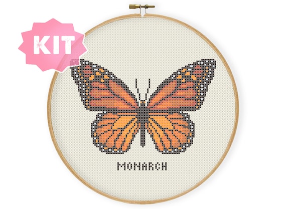 Monarch Butterfly Cross Stitch Kit Insect Orange Butterfly