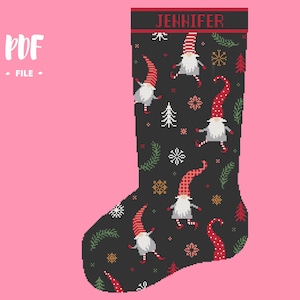 Christmas Stocking 55 Cross Stitch Pattern, Santa Christmas Skandi Embroidery DIY, Stockings customizable with name, Xstitch Sampler Winter