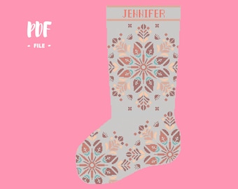 Christmas Stocking 37 Cross Stitch Pattern, Santa Christmas Eve Embroidery DIY, Stockings customizable with name, Xstitch Sampler Winter