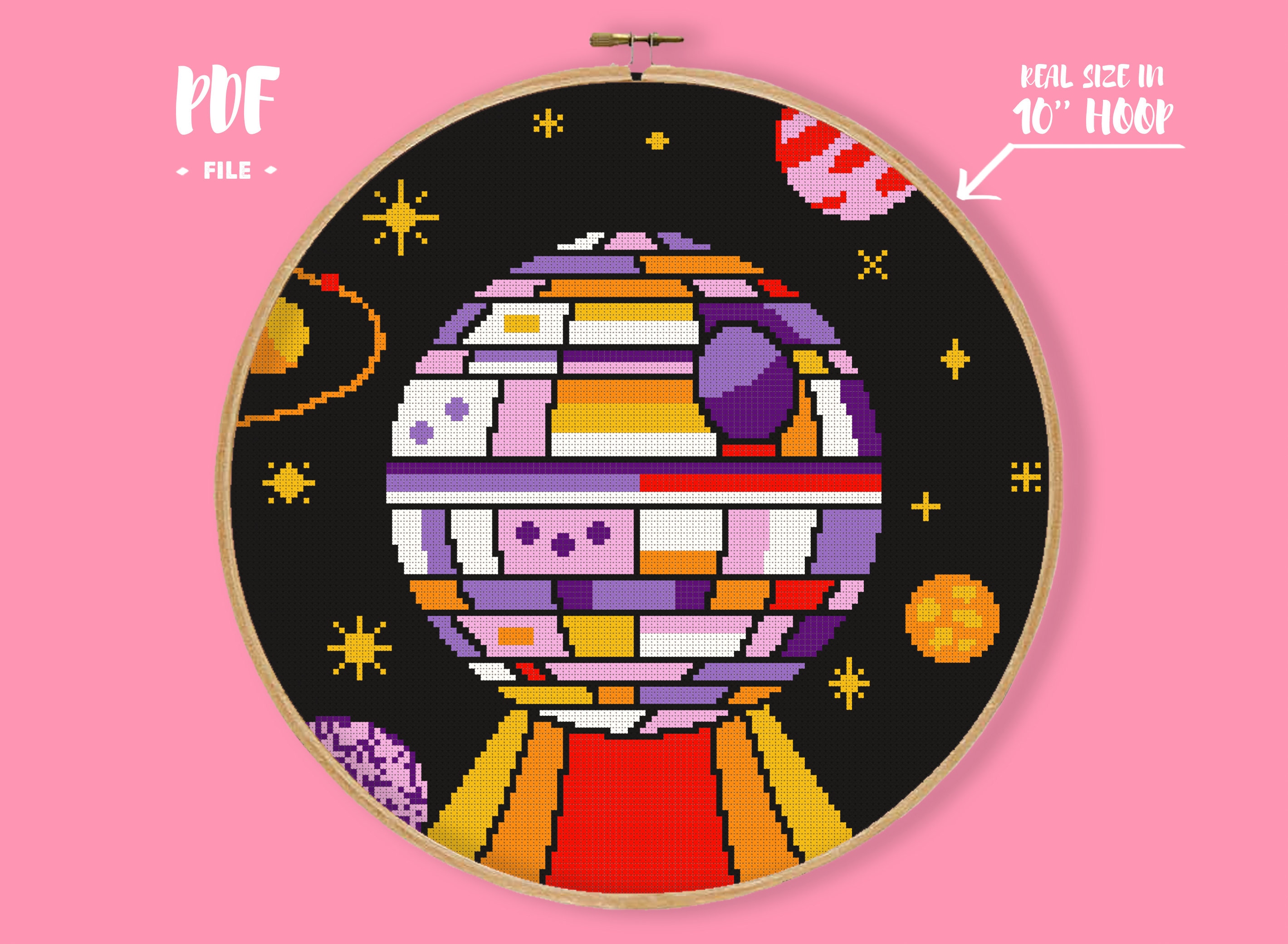 Space Ship 6 Cross Stitch Pattern Colorful Star Embroidery - Etsy Ireland
